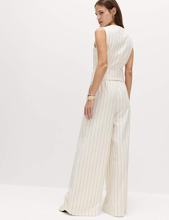 Pinstripe Wide Leg Trousers