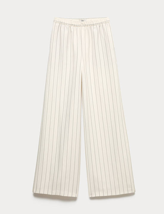 Pinstripe Wide Leg Trousers