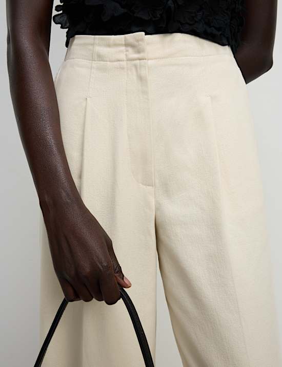 Pure Cotton Twill Barrel Leg Trousers