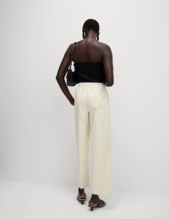 Pure Cotton Twill Barrel Leg Trousers