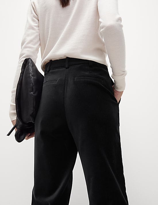 Cotton Rich Velvet Straight Leg Trousers