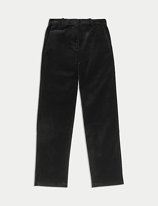 Cotton Rich Velvet Straight Leg Trousers