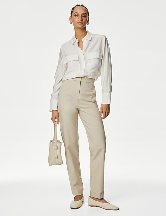Khaki ankle grazer trousers online