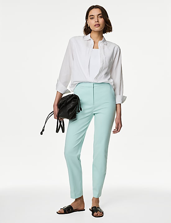 Pantalon D'été Blanc Femme Marks & Spencer - Taille UK 12, Occasion Très Bon état, Coupe Regular