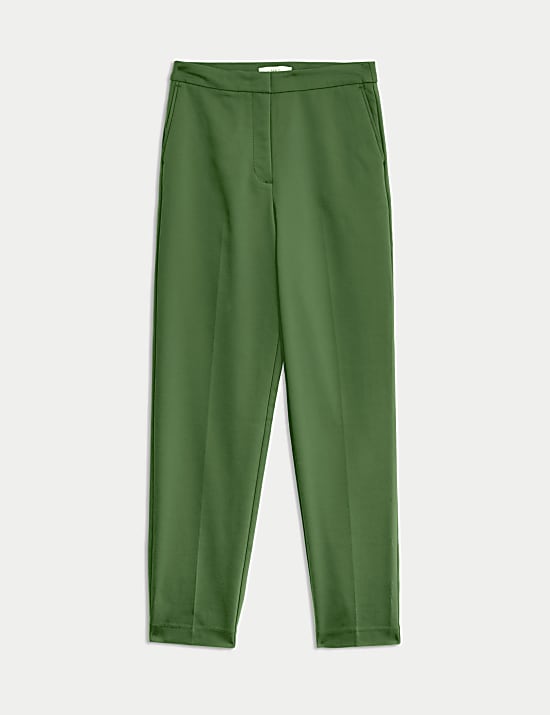 Cotton Blend Slim Fit Ankle Grazer Trousers