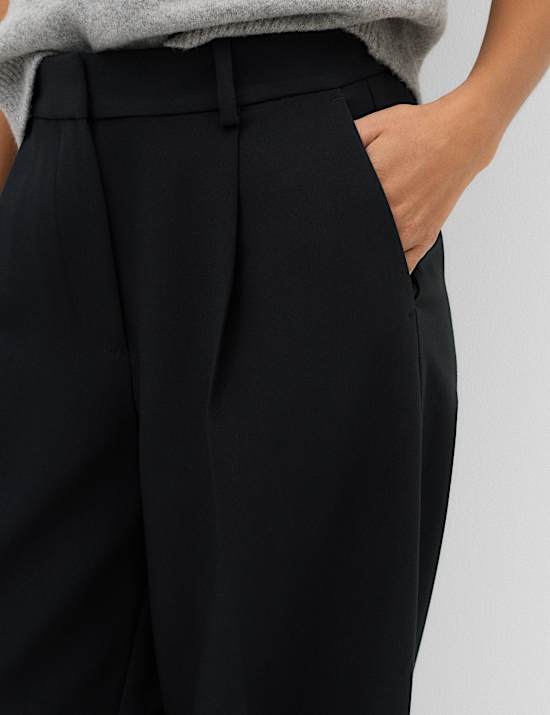 Single Pleat Wide Leg Trousers