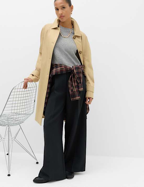 Single Pleat Wide Leg Trousers