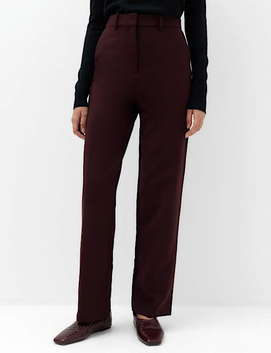 Woven Straight Leg Trousers with Stretch