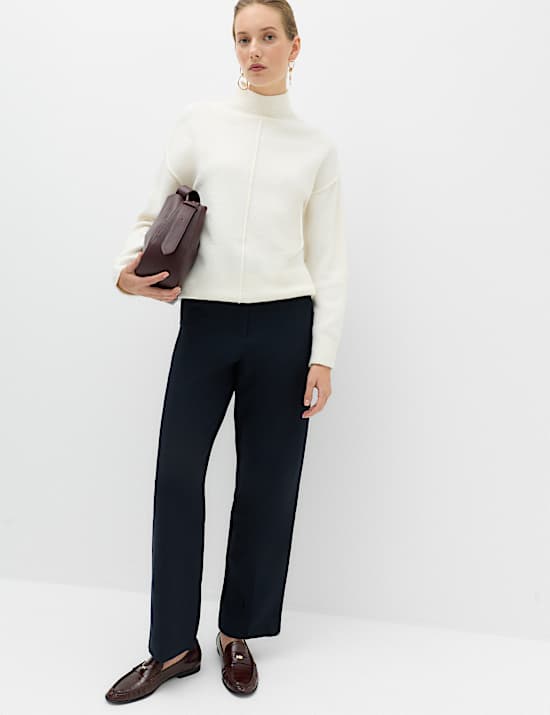 Woven Straight Leg Trousers with Stretch