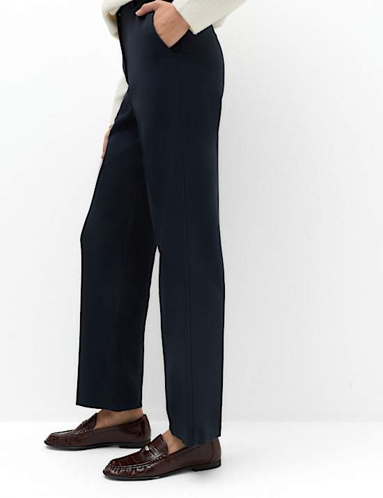 Woven Straight Leg Trousers with Stretch