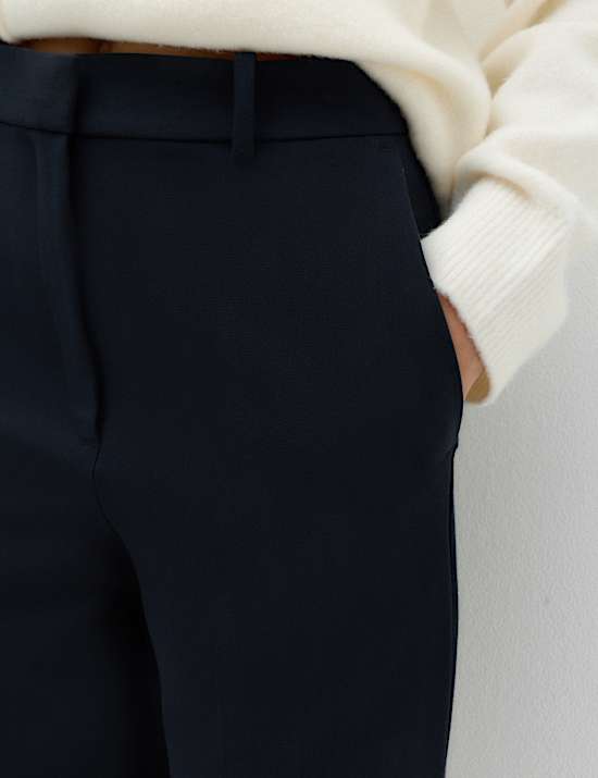 Woven Straight Leg Trousers with Stretch