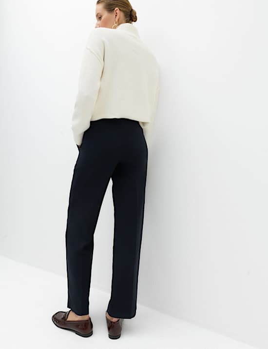 Woven Straight Leg Trousers with Stretch