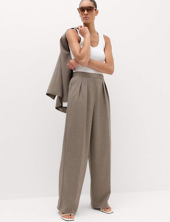 Pleated Wide Leg Trousers