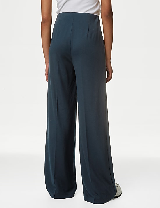 Jersey Wide Leg Trousers with Stretch