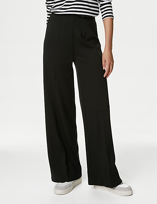 Jersey Wide Leg Trousers with Stretch