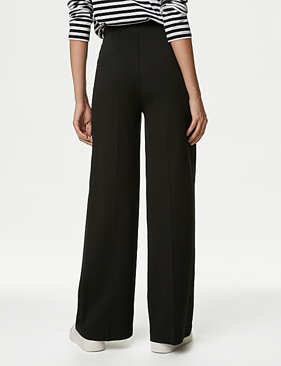 Jersey Wide Leg Trousers with Stretch