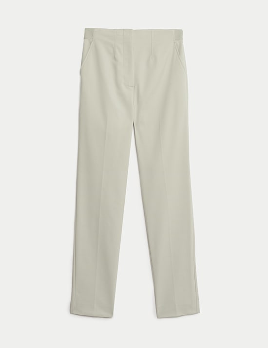 Cotton Blend Slim Fit Ankle Grazer Trousers