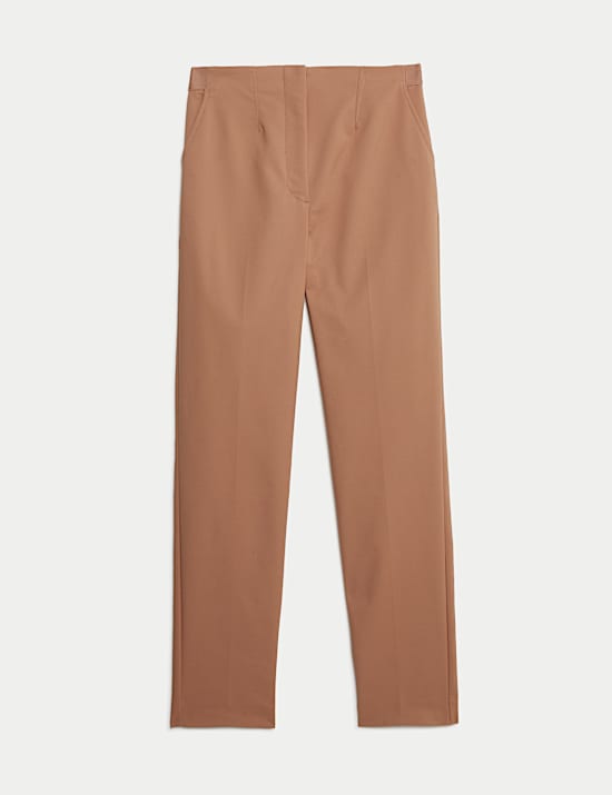 Cotton Blend Slim Fit Ankle Grazer Trousers