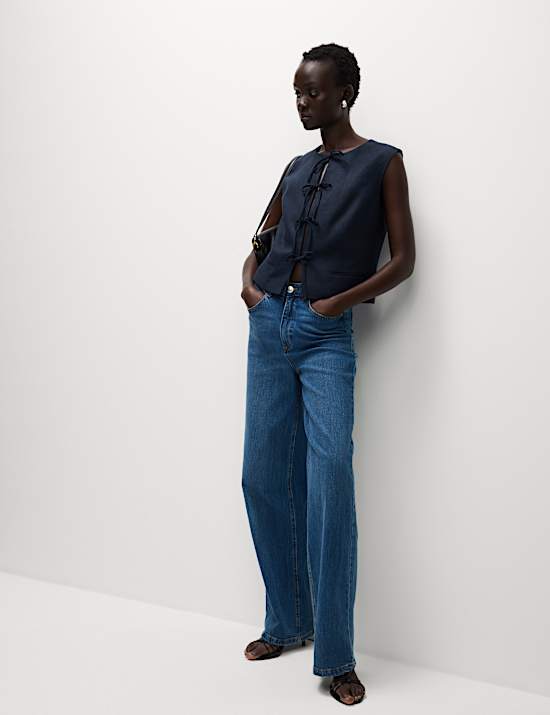 Linen Rich Tie Front Waistcoat