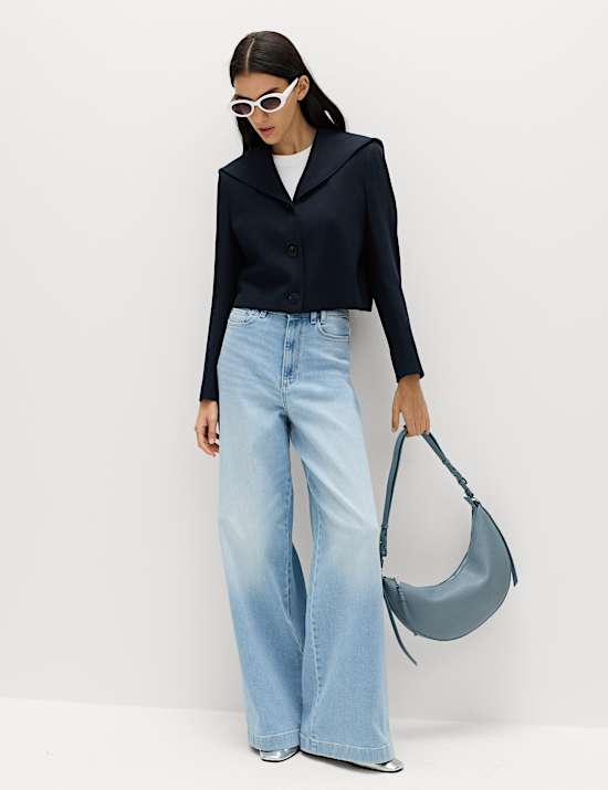 Collared Short Sailor Jacket with Linen