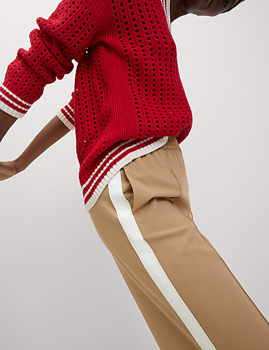 Side Stripe Wide Leg Trousers