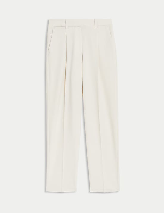 Broek met geplooide voorzijde en toelopende pijpen tot op de enkel