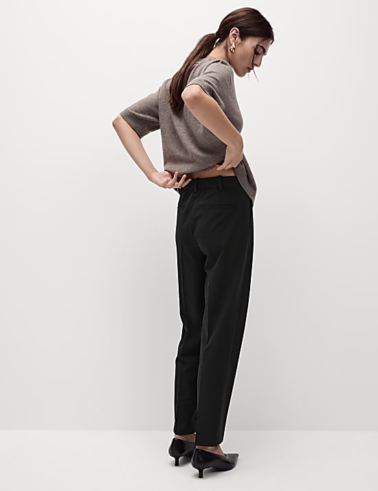 Pleat Front Tapered Ankle Grazer Trousers
