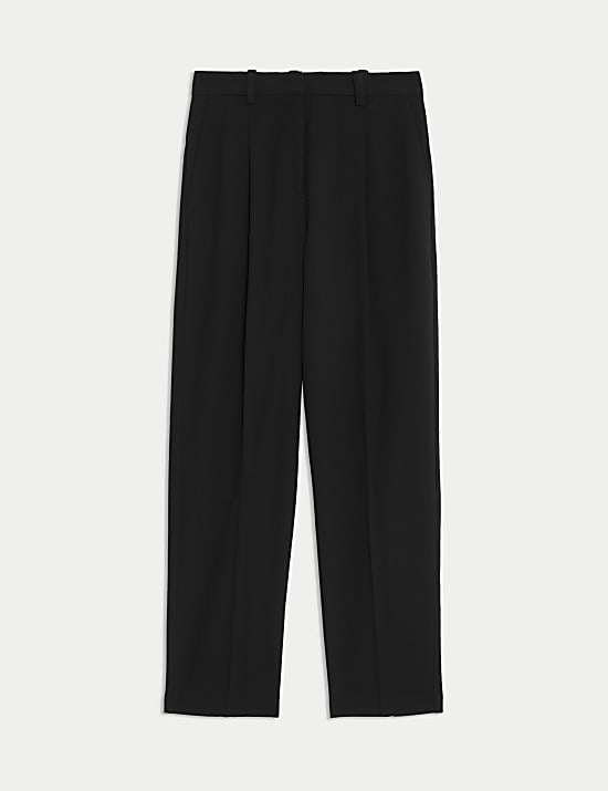Pleat Front Tapered Ankle Grazer Trousers