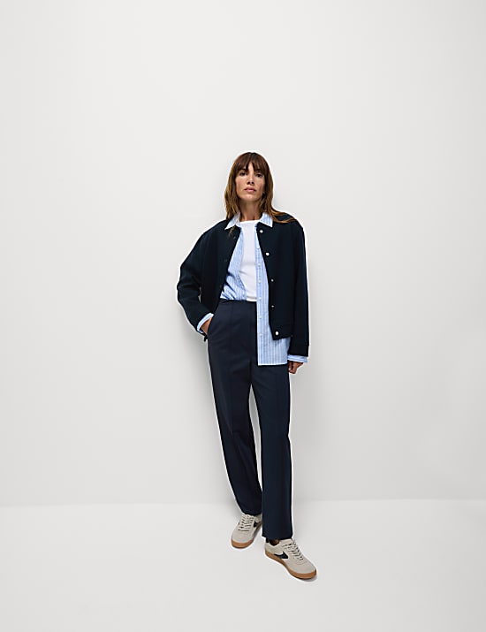 Jersey Twill Straight Leg Trousers