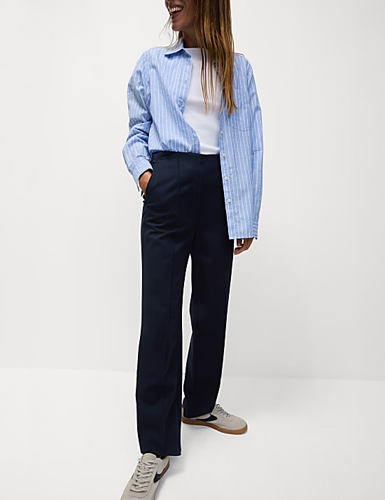 Jersey Twill Straight Leg Trousers