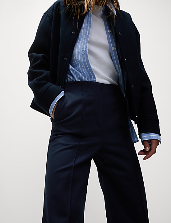 Jersey Twill Straight Leg Trousers