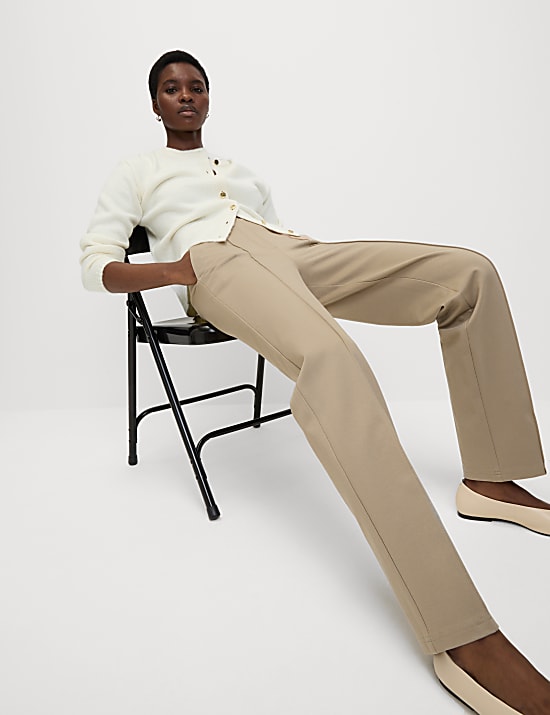 Jersey Twill Straight Leg Trousers