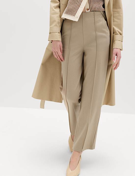 Keperen broek van jersey met rechte pijpen