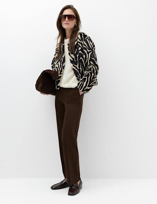 Jersey Twill Straight Leg Ankle Grazer Trousers