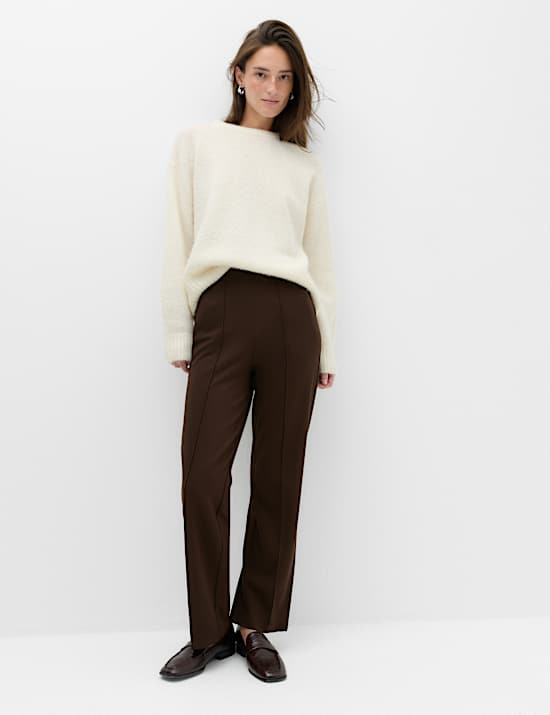 Jersey Twill Straight Leg Ankle Grazer Trousers