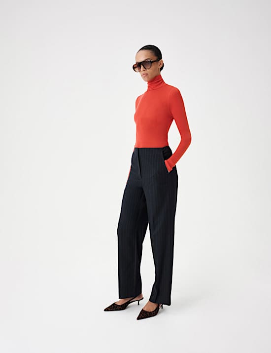 Elegante Nadelstreifenhose mit geradem Bein