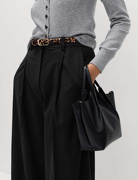 Single Pleat Wide Leg Trousers