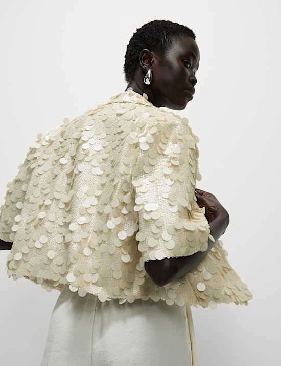 Crop σακάκι με παγιέτες