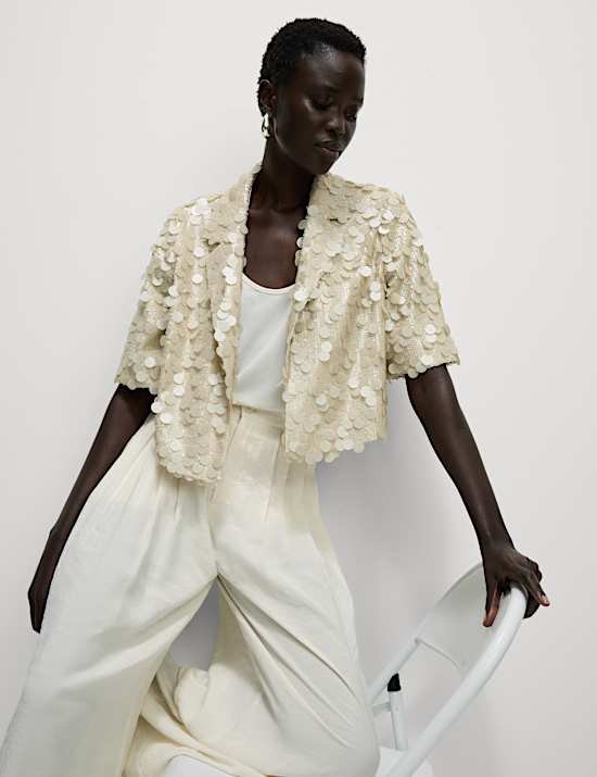 Crop σακάκι με παγιέτες