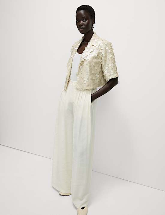 Crop σακάκι με παγιέτες