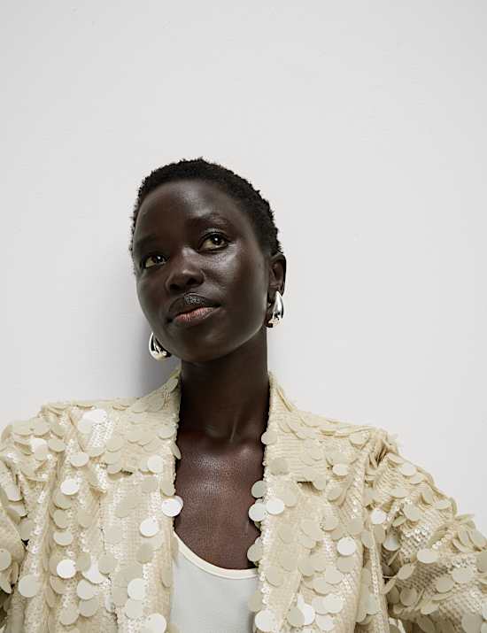 Crop σακάκι με παγιέτες