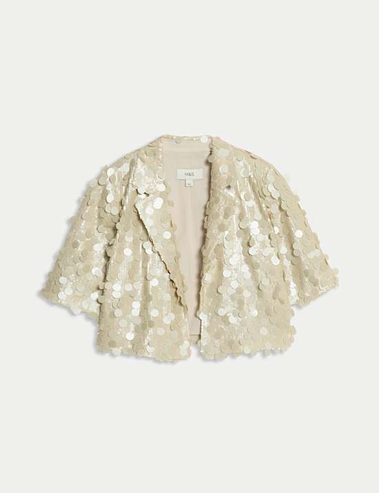 Crop σακάκι με παγιέτες
