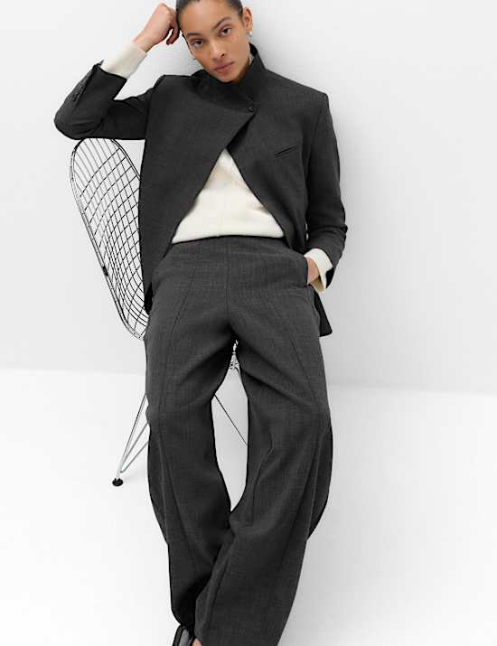 Tailored Barrel Leg Trousers