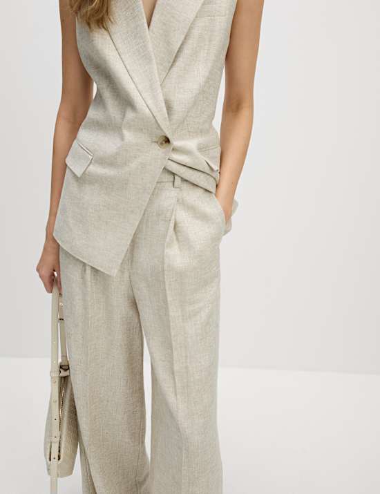 Pantalon coupe large en lin mélangé