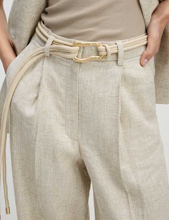 Pantalon coupe large en lin mélangé