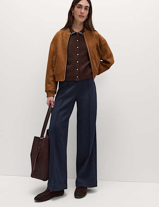 Jersey Elasticated Waist Wide Leg Trousers