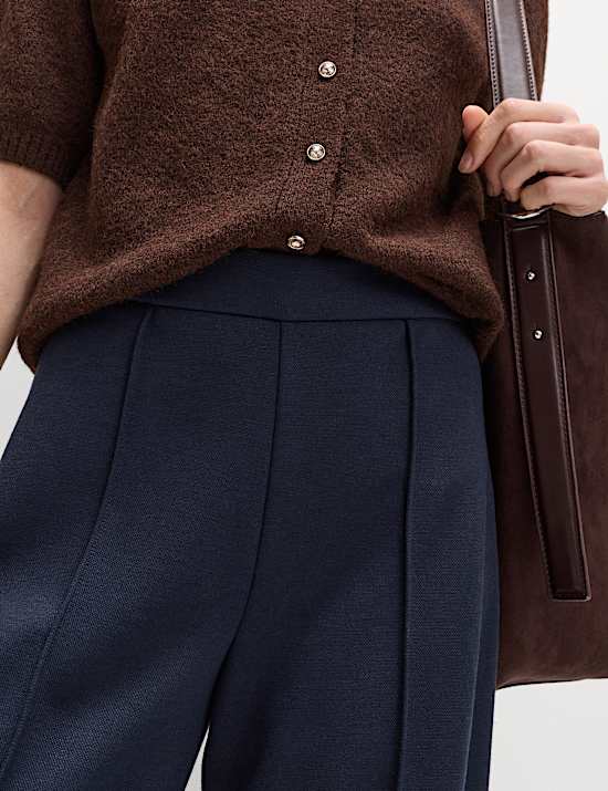 Jersey Elasticated Waist Wide Leg Trousers