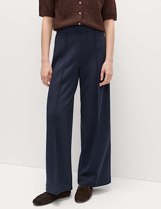 Jersey Elasticated Waist Wide Leg Trousers