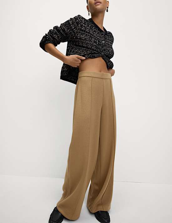 Jersey Elasticated Waist Wide Leg Trousers