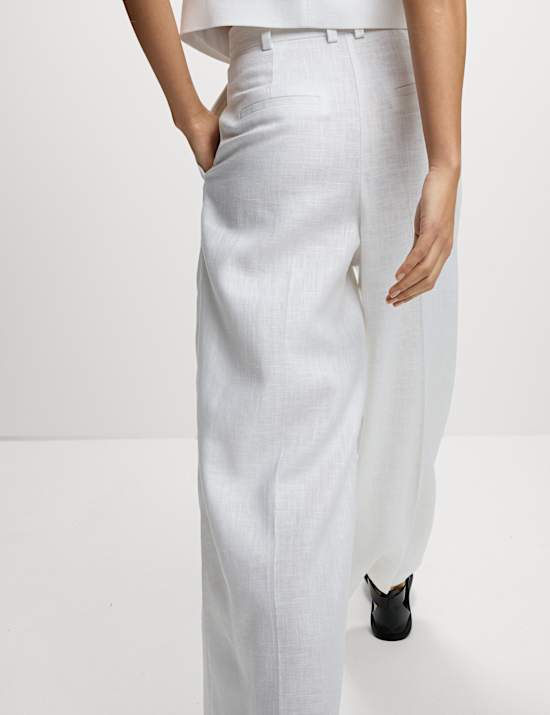 Linen Rich Twill Wide Leg Trousers